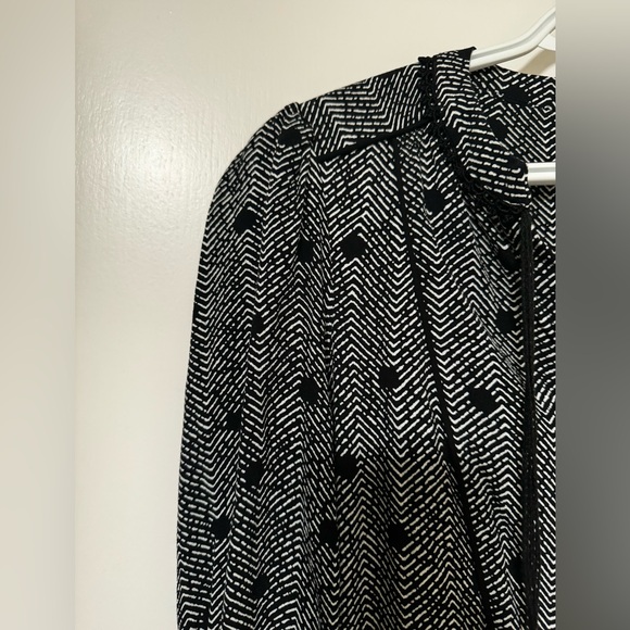 Maeve by Anthropologie Dress Galen Black White Print Pockets 3/4 Sleeves XSmall - Picture 4 of 7